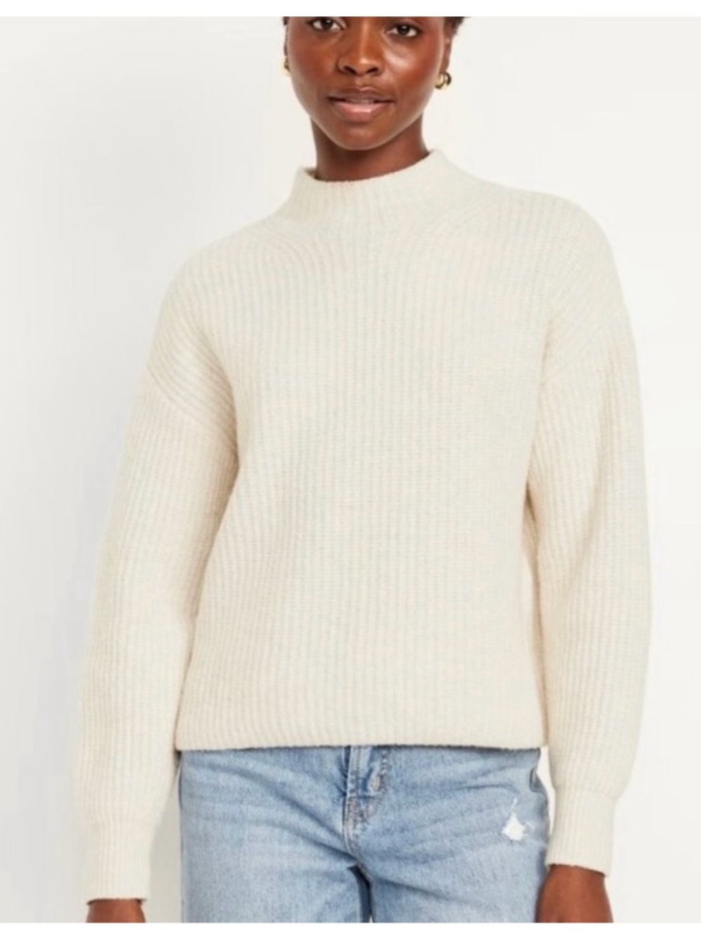 Old Navy Cream Mock Turtleneck Sweater